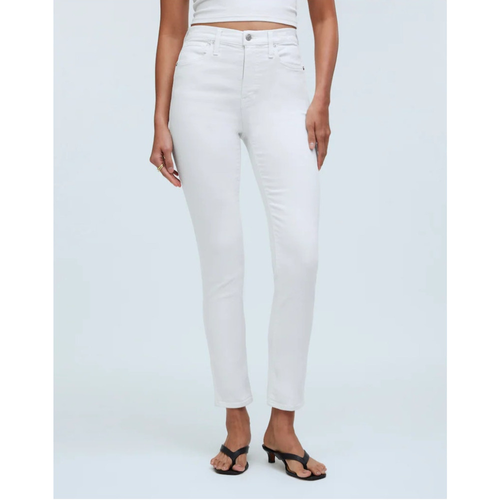 Madewell Jeans Women 28 White Stovepipe Straight Jean Stretch Classic NWT FLAW